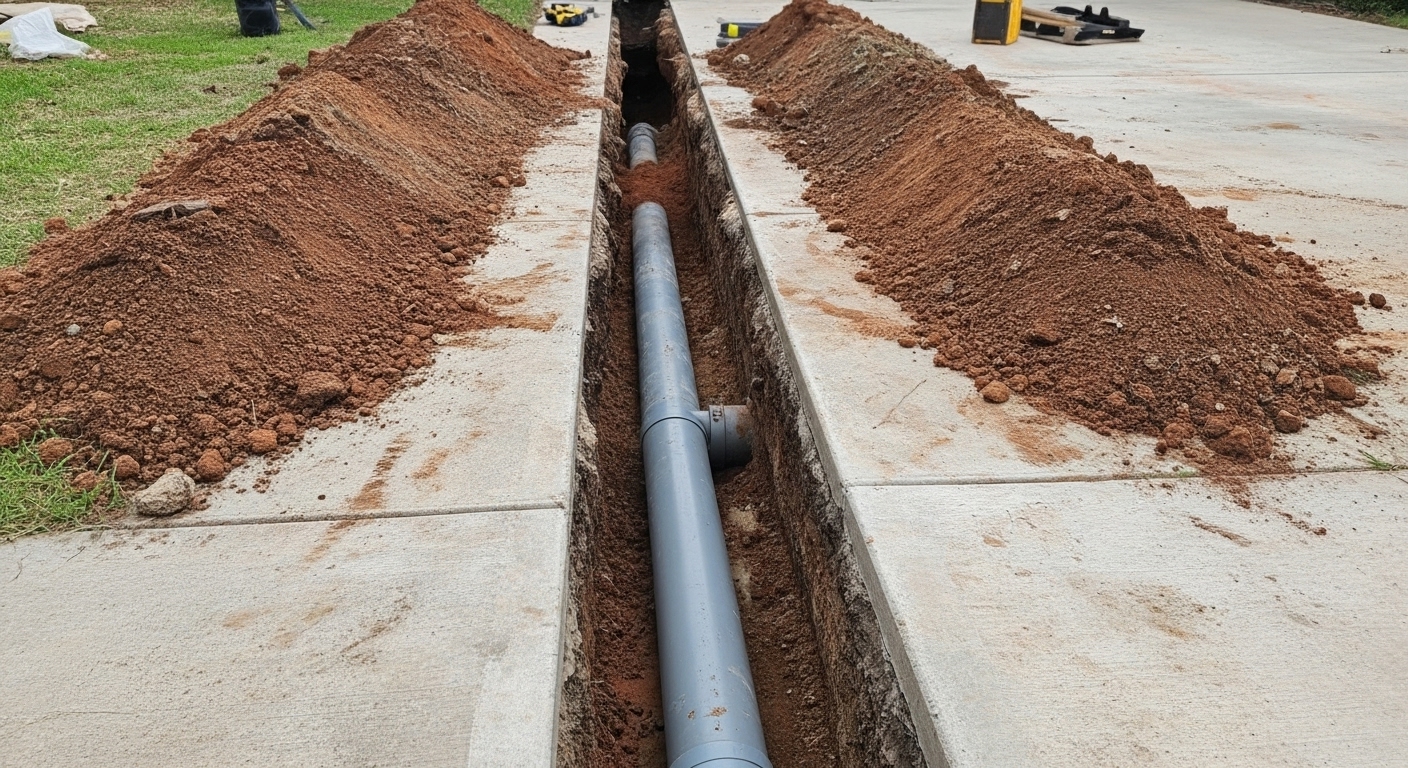 Emergency sewer line excavation in Charlotte NC